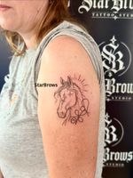 Minimalist Horse Portrait with Celestial Motifs