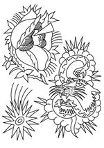 Traditional Panther and Woman Profile Line Art