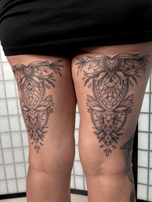 Mandala Floral Thigh Tattoos