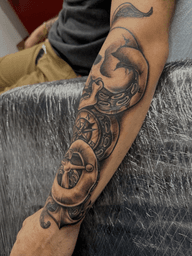 I did this pretty cool piece recently and forgot to share! Super proud of how this one came out ! • Ive got time to tattoo and time to book! ✨ DM me ✨ • #tattoos #tattooartist #blackandgreytattoo