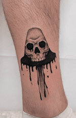 Trippy Blackwork Skully Mushroom from my flash