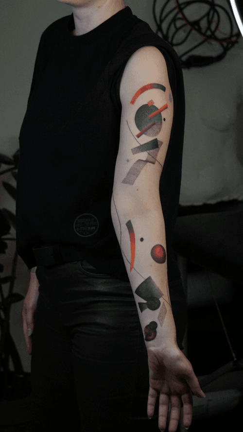 Avant Garde Geometric Watercolor Tattoo • Tattoodo