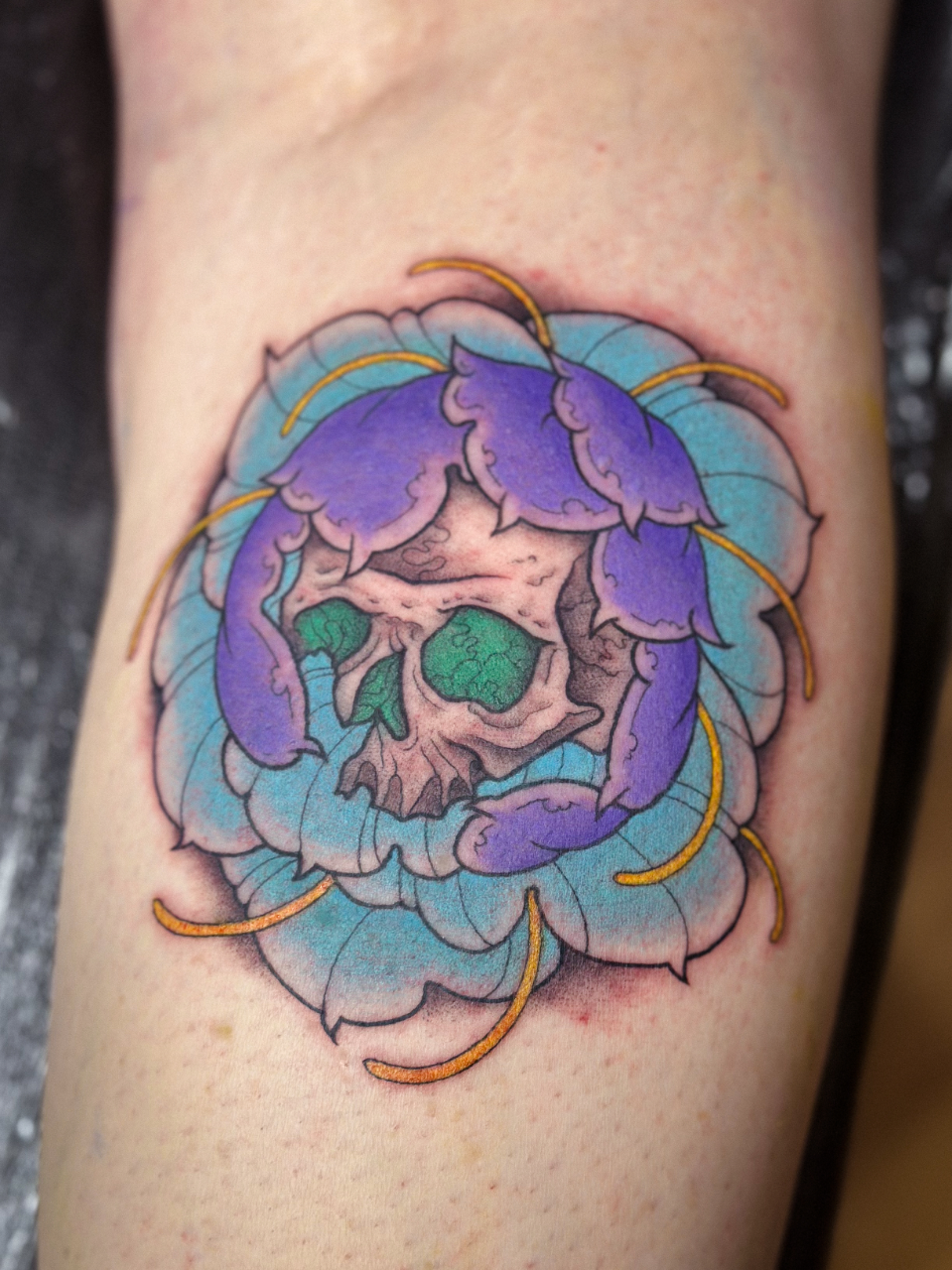 Skull And Flower Tattoo For Men