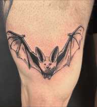 Happy Halloween everyone ? - Here’s a recent bat for @malleusmalefica - It was great to see you and thank you for letting me tattoo this, bats are my favourite ? - #battattoo #halloweentattoo #femaletattooist #legtattoo #orpingtontattoo