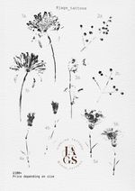 This flash was designed by collecting the botanicals, later screen printing them to create one off pieces 