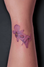Watercolor Flowers with Ladybug
