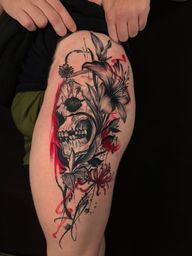 Skull and Flowers Tattoo