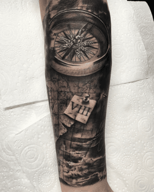 Map and compass, nautical sleeve