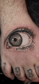 Realistic Eye on Hand Close-up