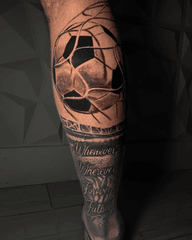 Soccer Ball and Inspirational Quote Tattoo
