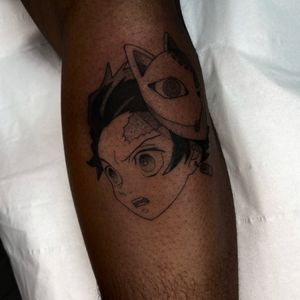 Get inked with a fierce anime demon slayer design featuring Tanjiro, created by talented artist Barbara Nobody.