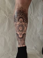 Metatron's Cube with Dotwork Mandalas