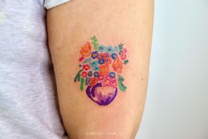 Abstract Flowers // oil pastel colour tattoo