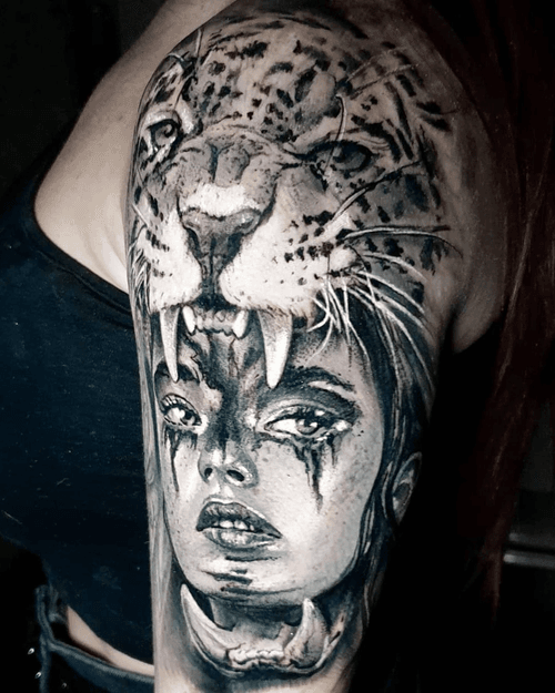 Woman and Jaguar