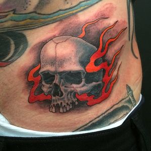 #blackandgrey #skull #flame #color #ChrisGarver