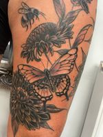 Butterfly and Bee Tattoo