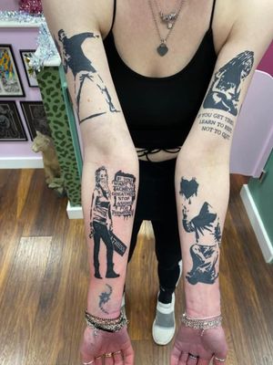 Experience a fusion of pop art and print motifs in this bold blackwork tattoo by the talented artist Ryan Mckenzie.