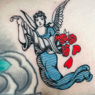 Angel with Roses Tattoo