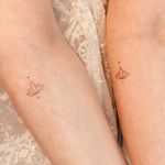 Tiny ornamental lotus tattoo, matching set for mother and daughter 