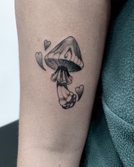 Blackwork Mushroom with Hearts