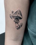 Blackwork Mushroom with Hearts