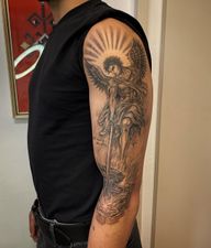 God #dovenadam #godtattoo #statuetattoo #michaeltattoo #michael