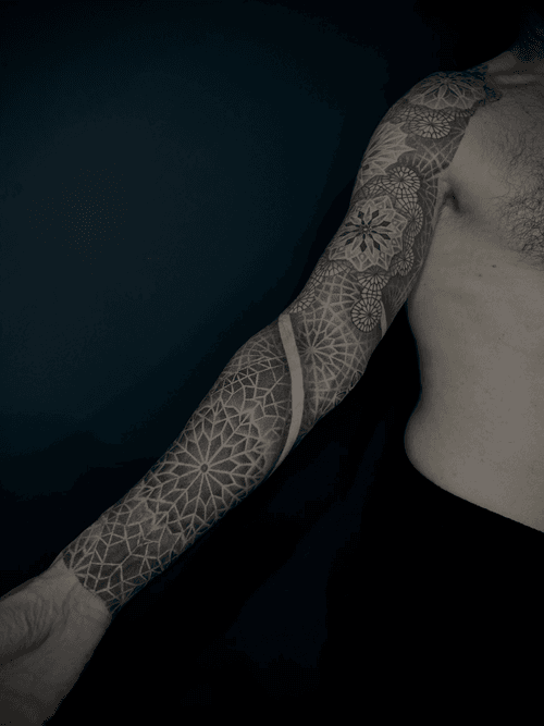 Mosaic Geometric Sleeve with Negative Space
