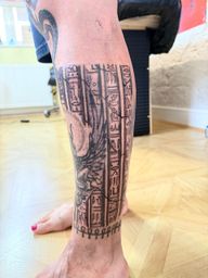 Egyptian Hieroglyph Calf Tattoo