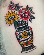 Traditional Floral Vase Tattoo