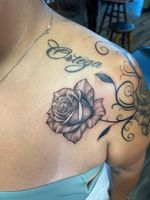 Black and Gray Rose with Flourishes