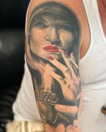 Woman Smoking Tattoo