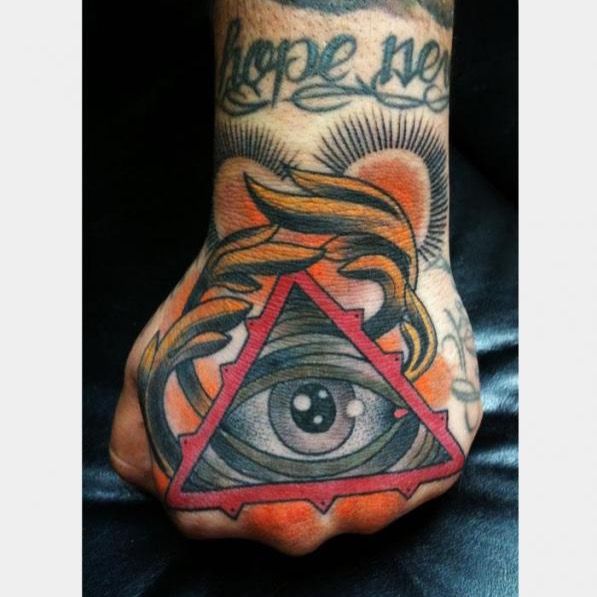 traditional all seeing eye hand tattoo