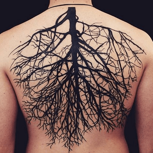 A picture of a tattoo of a crown attached to a oak. the oak has profond  roots on Craiyon