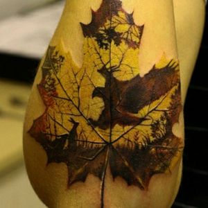 Insane leaf + eagle tattoo #eagle #tattoo #leaf #double #2in1