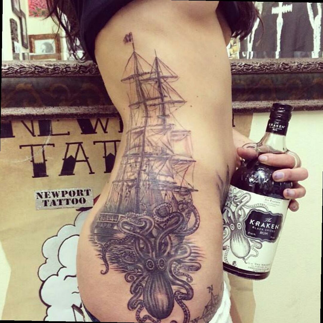 Ship tattoo again with the kraken  Steampunk tattoo Ship tattoo Kraken  tattoo