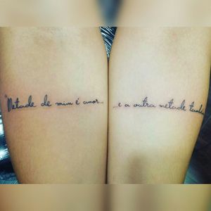 "Half of me is love......and the other half too." #tattoo #braziliantattoo #writting
