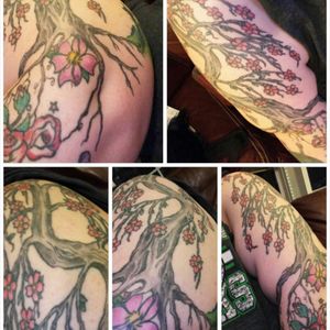 Cherry tree, 40th birthday tattoo Done by Majenta - Diamond Tattoo & Body Piercing - Renton WA