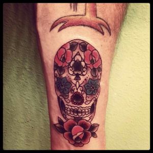 Sugar skull w/rose by "Freak" @ Granted Ink, Casselberry, FL
