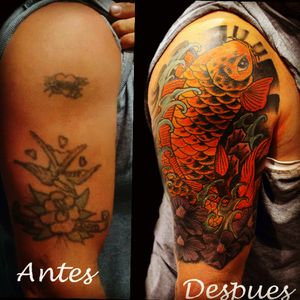 Cover-up of my ugly old tatts done by Seba Kalavera in Torre del Mar, Spain.