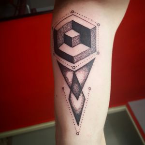 #Geometrical Tattoo #black #dotsshaids . Work done by Rafa-Tattoo