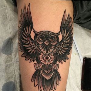 One of the best owl tattoo ive seen! #blackandgrey #owl