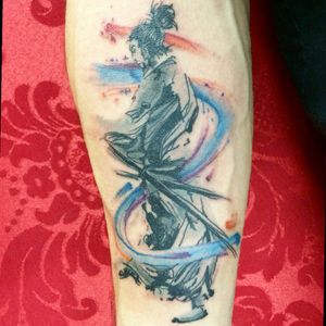 tattoo from yesterday#samurai #musashi #watercolortattoo