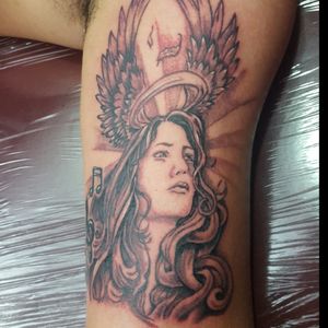 Rafa-Tattoo ángel face black and grey #rafa-tattoo #angelface