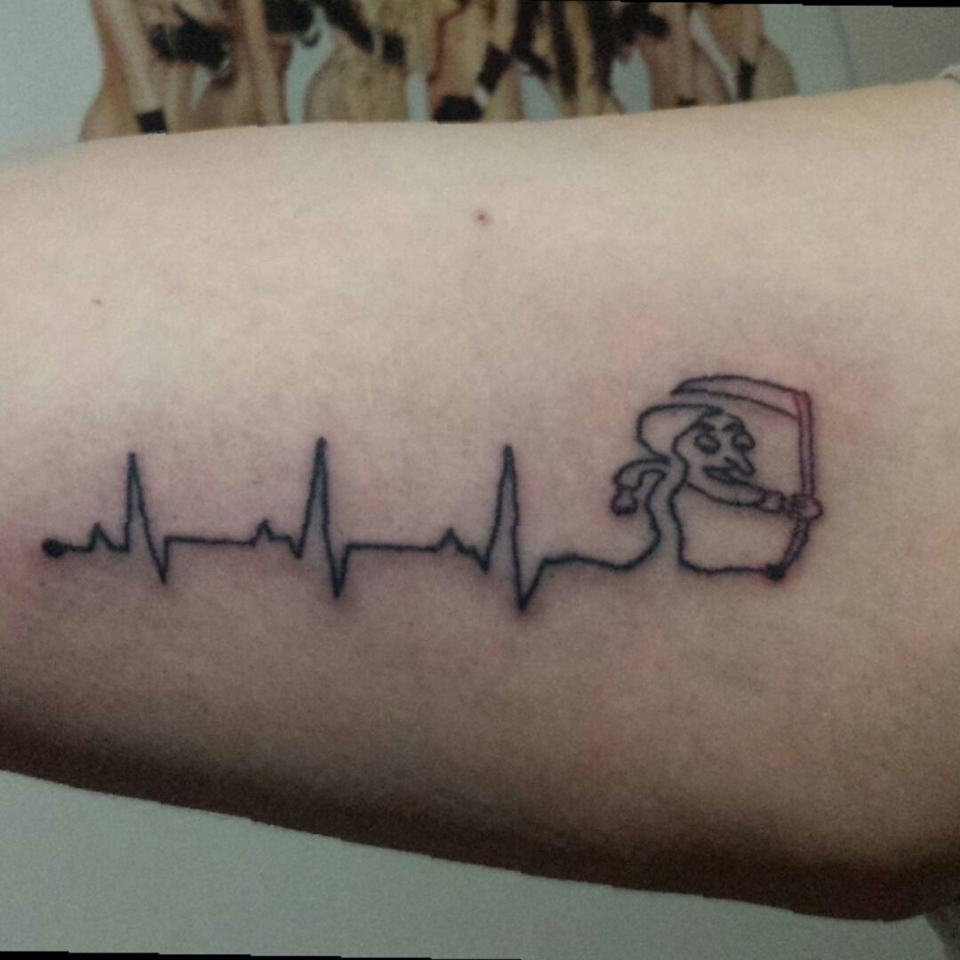 Heart EKG Heartbeat Love Symbol Outline Temporary Tattoo - Etsy