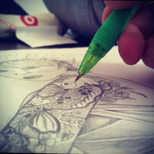 #Geisha #koifish #koi #tattoo #beatsbydre #pencil #design #drawing