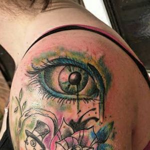Watercolour eye by Lyndon Minor (Minor ink tattoos) #abstract #watercolour #shouldertattoo