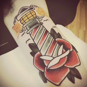 #Lighthouse & #rose donr by @Inkyal at @Dabstattoo in southport