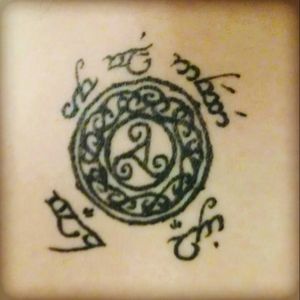 My first tattoo. Celtic knot with Elvish writing: "You will never walk alone." Tattoo done by Victoria Benedetti at the Floating Lotus in Portland, OR. #celtictattoo #celticknot #ElvishTengwar #portland