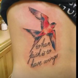 My second tattoo based on a J. M. Barrie quote. Tattoo done by Dave Sobel at Naked Art Tattoo in Odenton, MD. #swallow #quote #PeterPan #Odenton