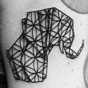 Origami elephant by Alexis Haskett @kawaii_tattoo